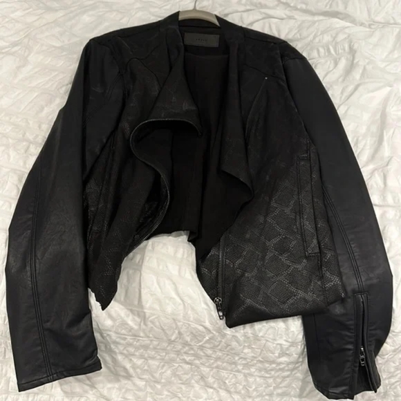 Blank NYC Black Venom Coated Jacket Snake Python Print - Picture 11 of 12